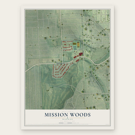 Mission Woods, Kansas map print, the full design