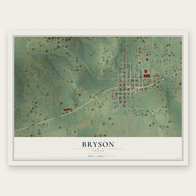 Bryson, Texas map print, the full design