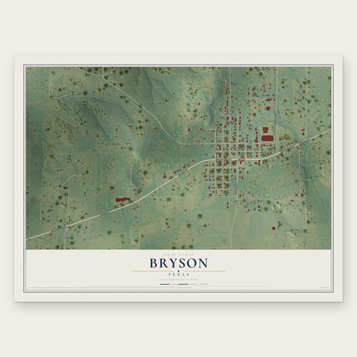 Bryson, Texas map print, the full design