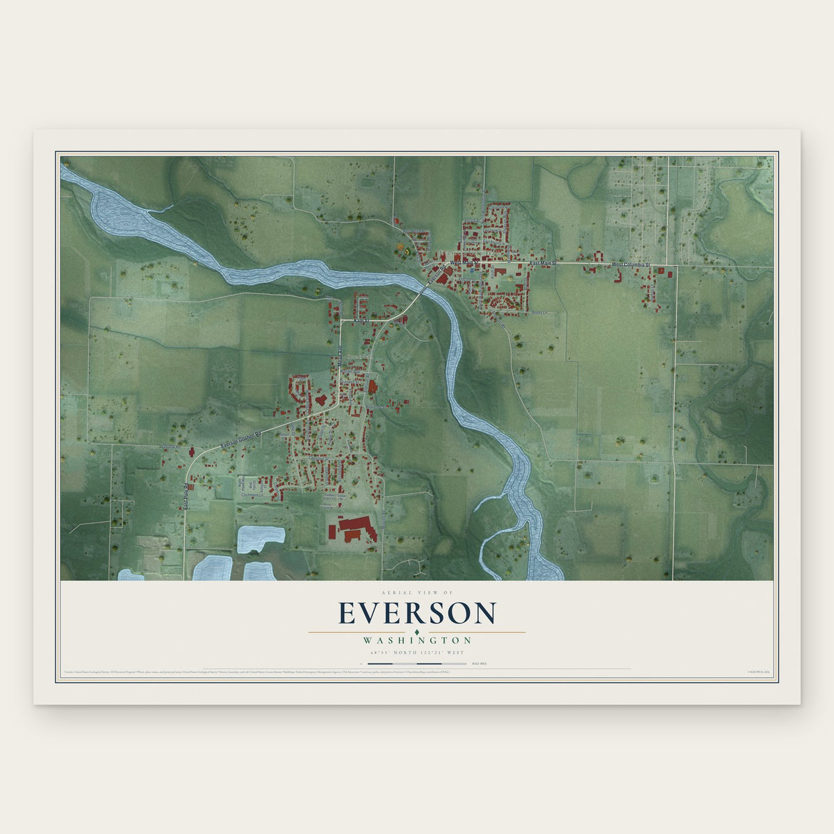 Everson, Washington map print, the full design