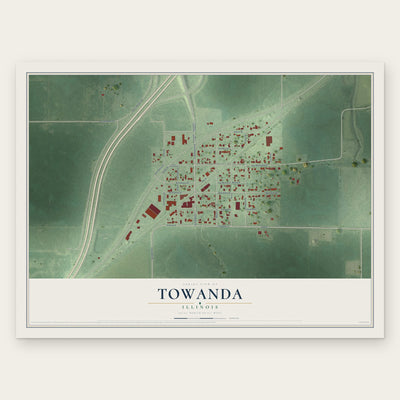 Towanda, Illinois map print, the full design