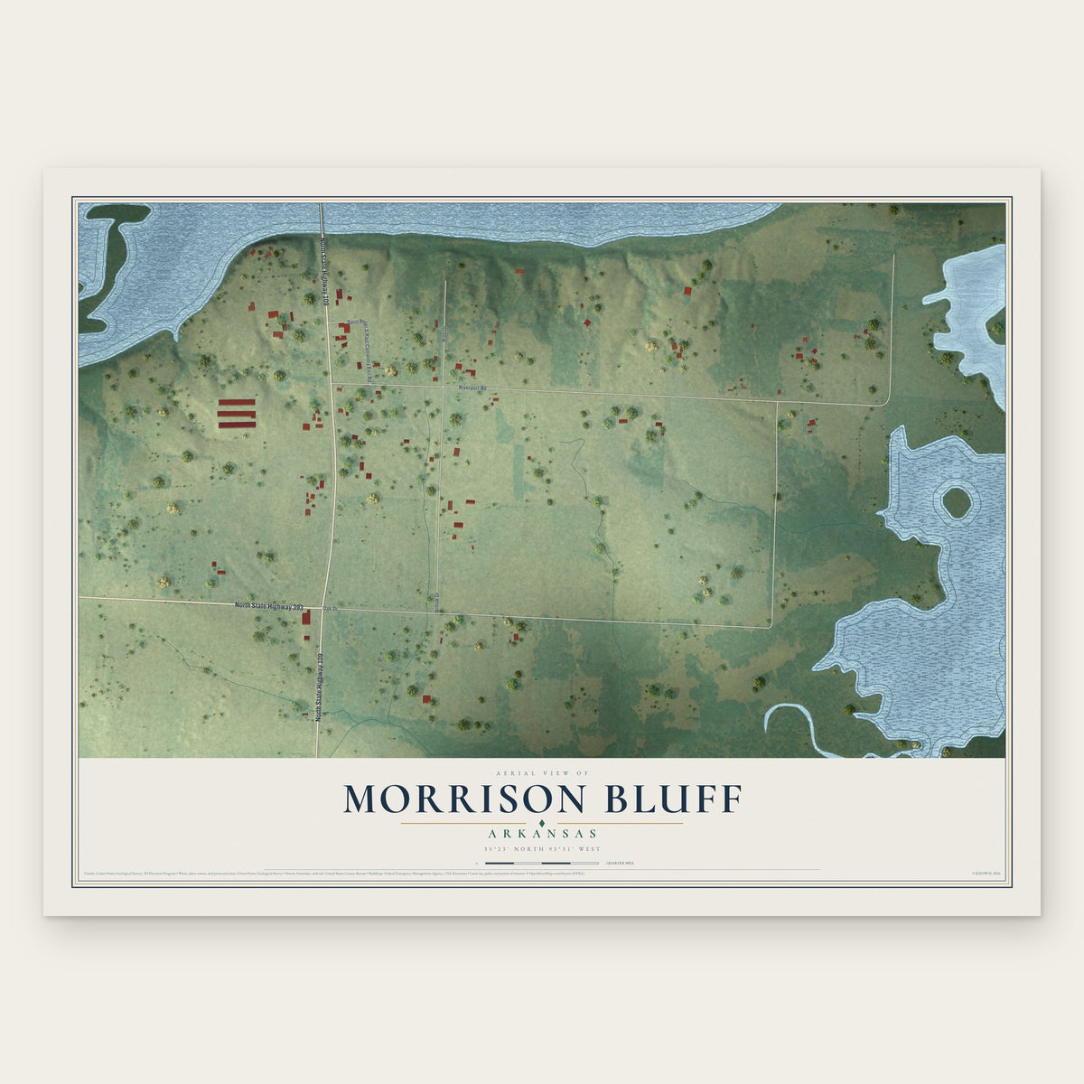 Morrison Bluff, Arkansas map print, the full design