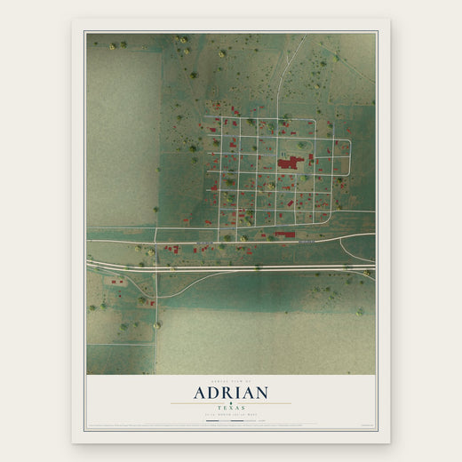 Adrian, Texas map print, the full design