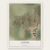 Center, Colorado map print, the full design