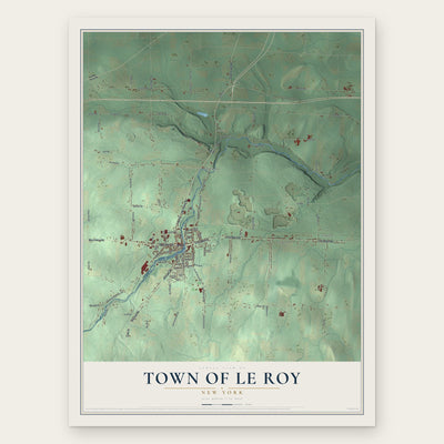 Town of Le Roy, New York map print, the full design
