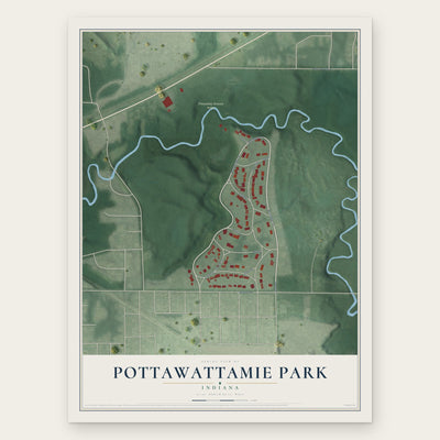 Pottawattamie Park, Indiana map print, the full design