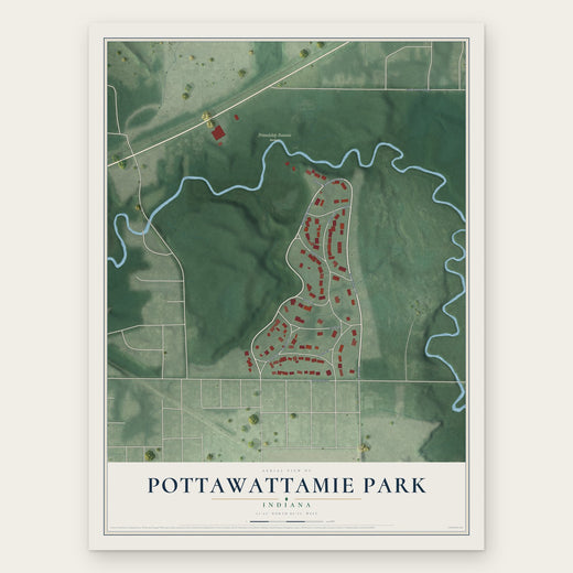 Pottawattamie Park, Indiana map print, the full design