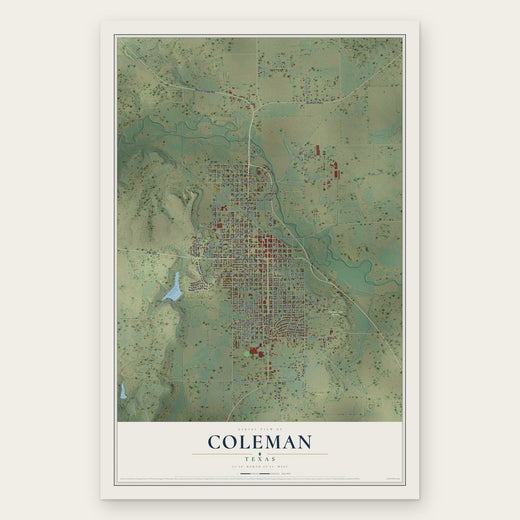 Coleman, Texas map print, the full design