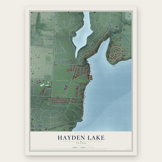 Hayden Lake, Idaho map print, the full design