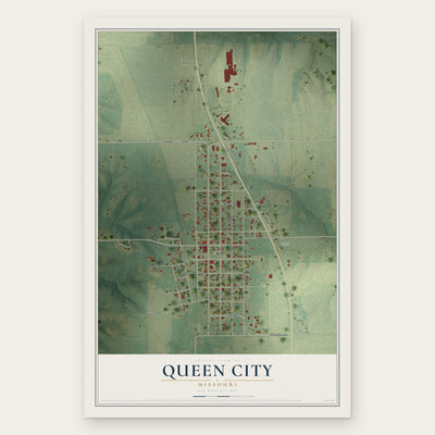 Queen City, Missouri map print, the full design
