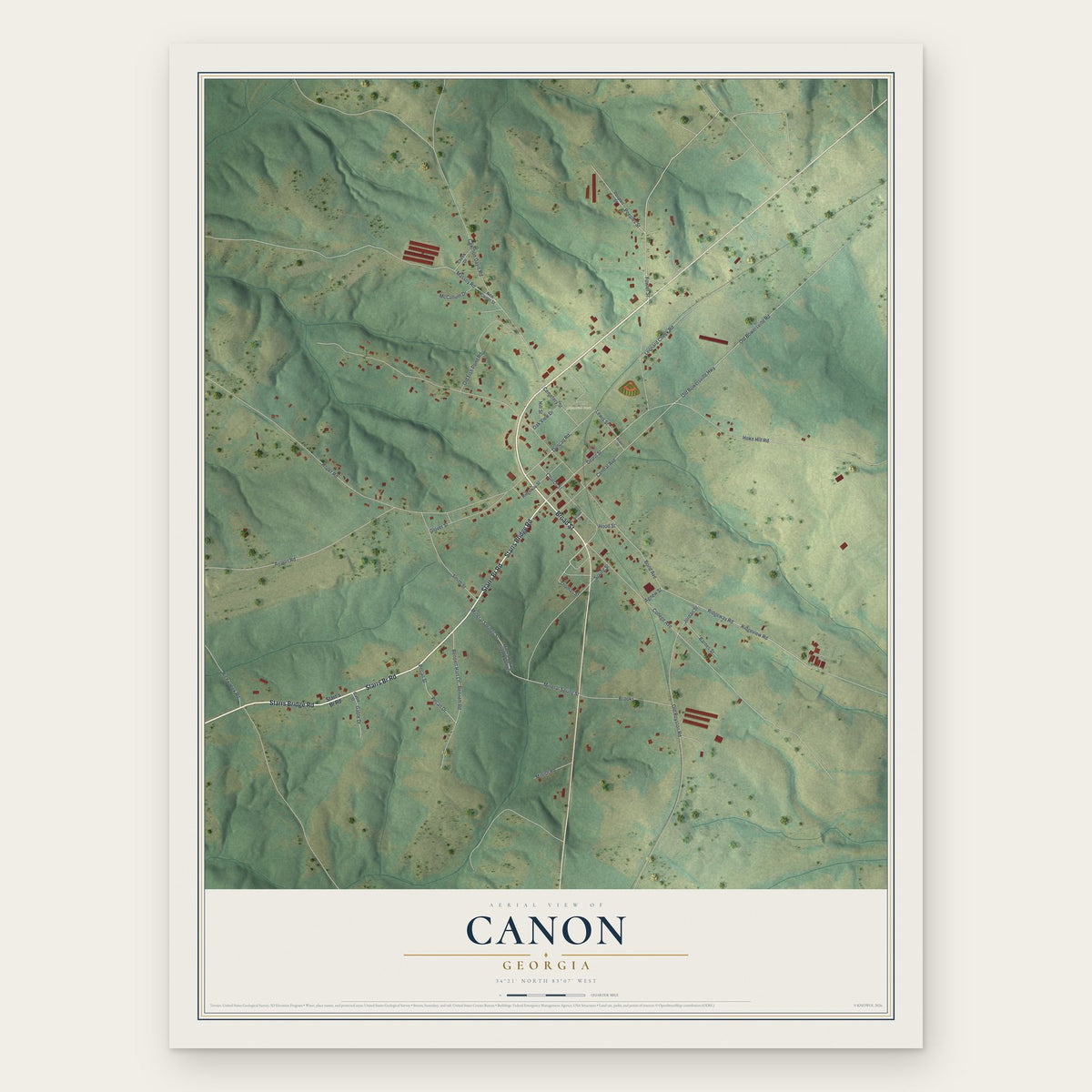 Canon, Georgia map print, the full design