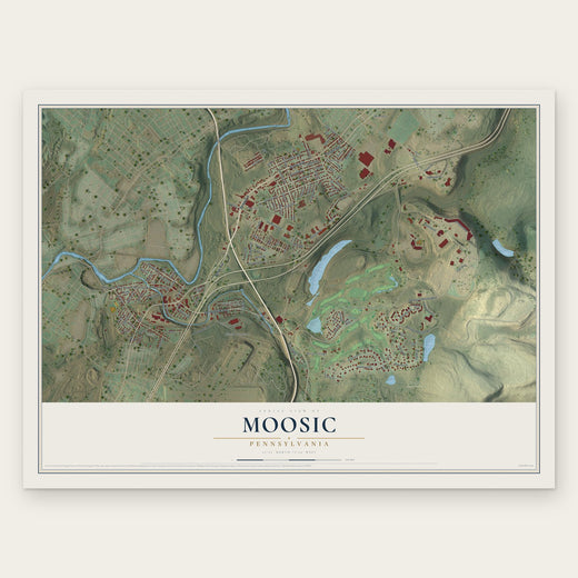 Moosic, Pennsylvania map print, the full design