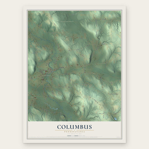 Columbus, Pennsylvania map print, the full design