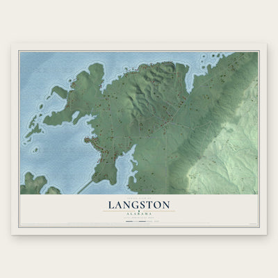 Langston, Alabama map print, the full design