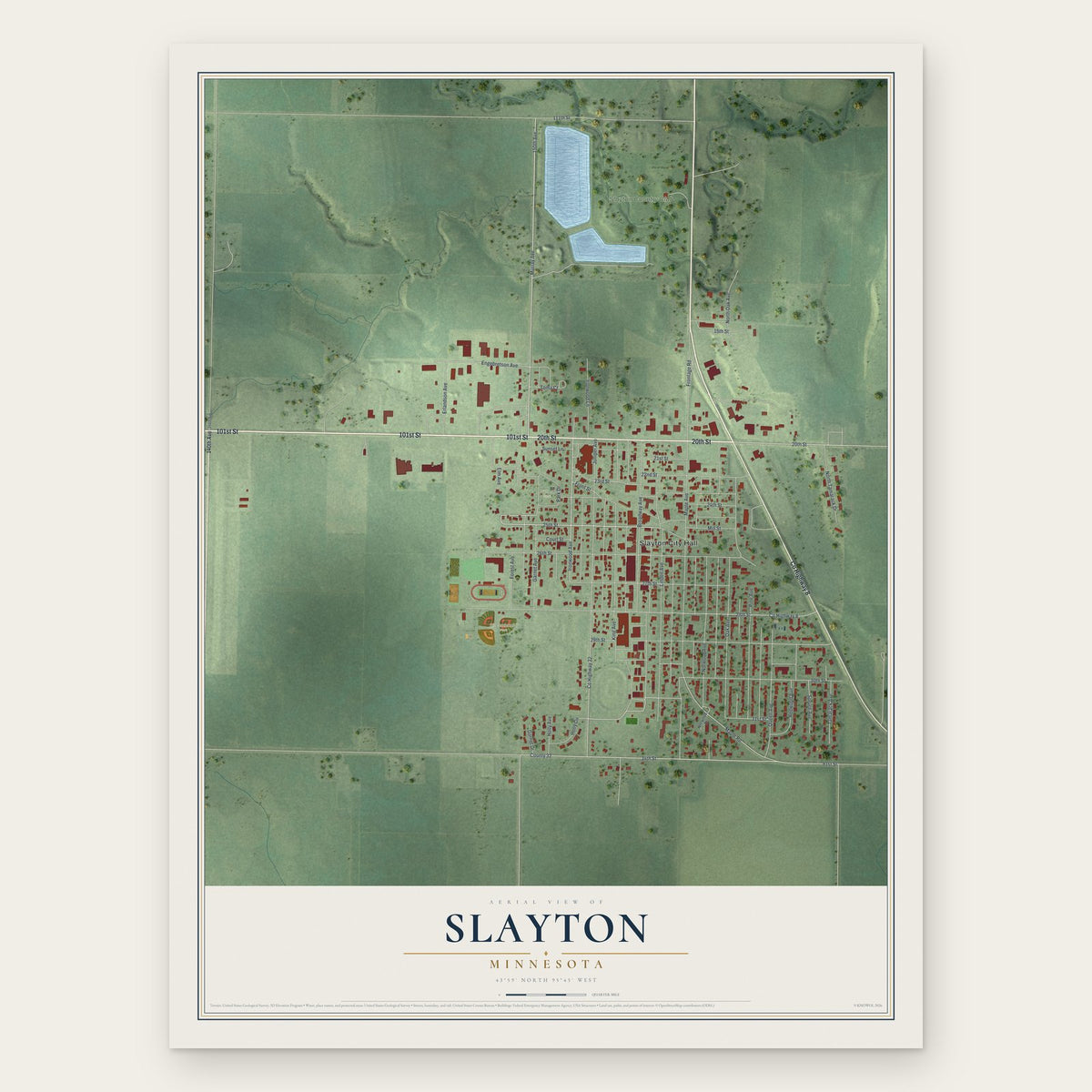 Slayton, Minnesota map print, the full design