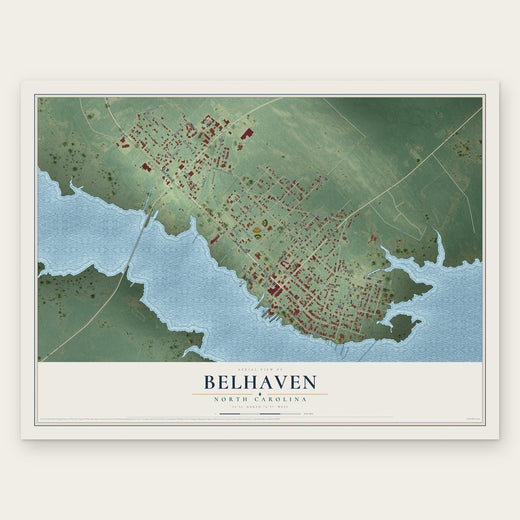 Belhaven, North Carolina map print, the full design