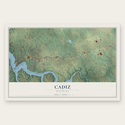 Cadiz, Kentucky map print, the full design