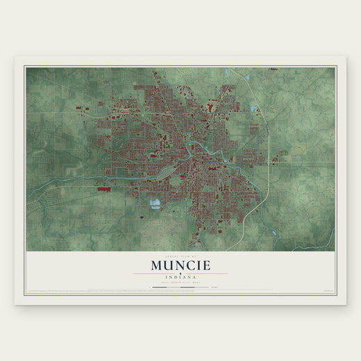Muncie, Indiana map print, the full design
