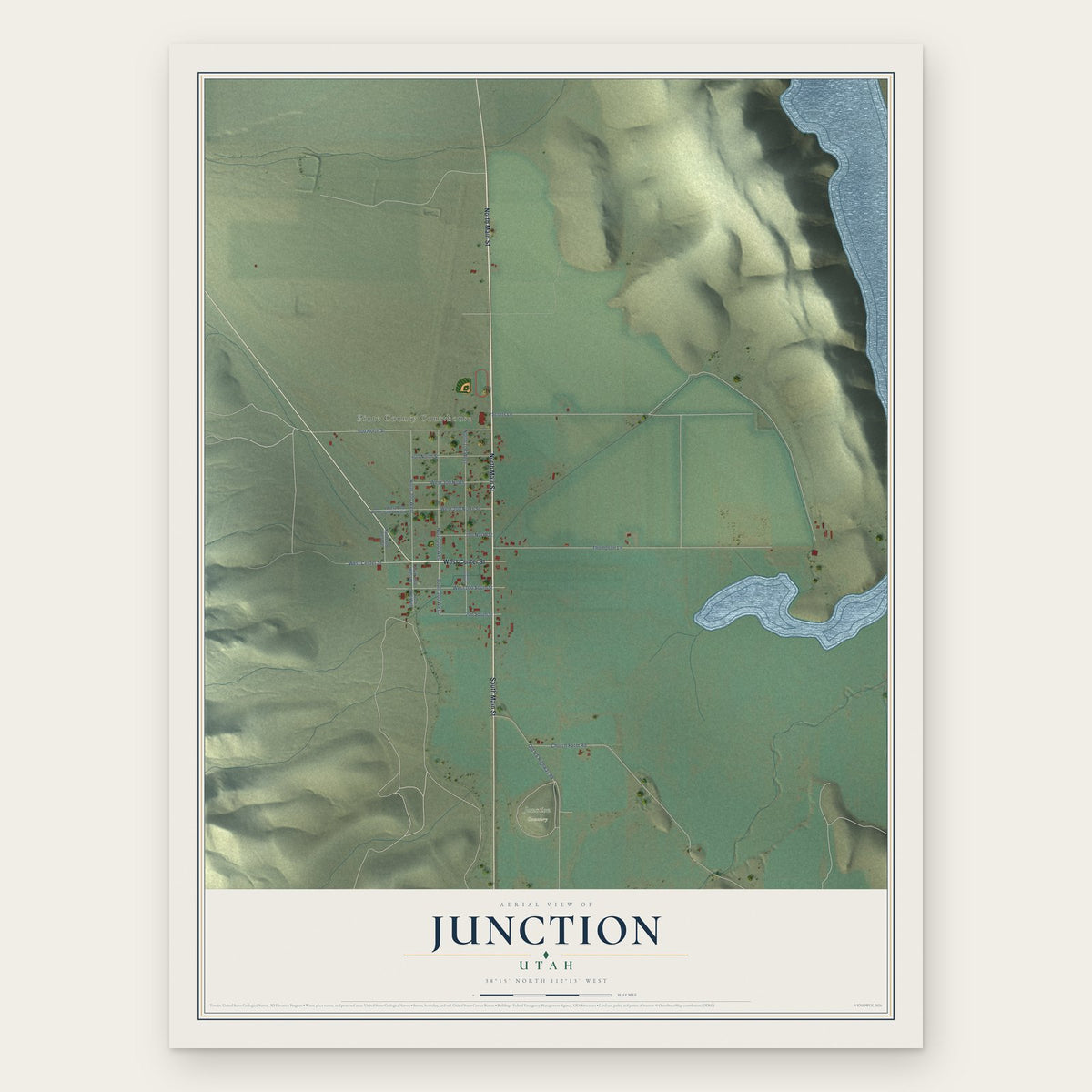 Junction, Utah map print, the full design