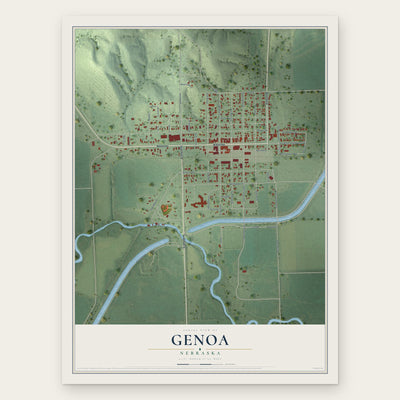 Genoa, Nebraska map print, the full design
