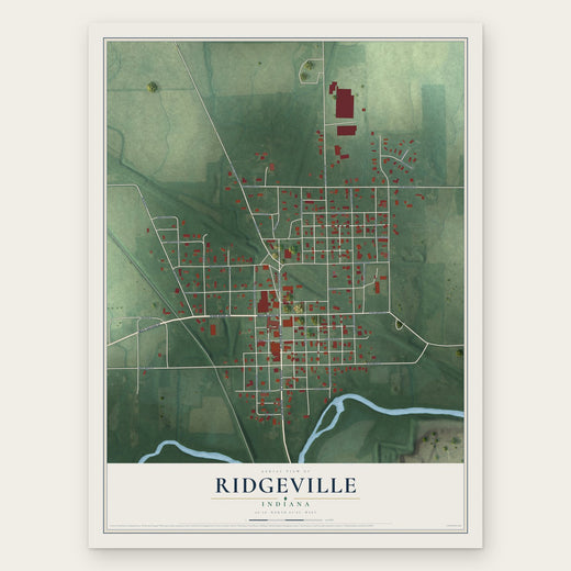Ridgeville, Indiana map print, the full design
