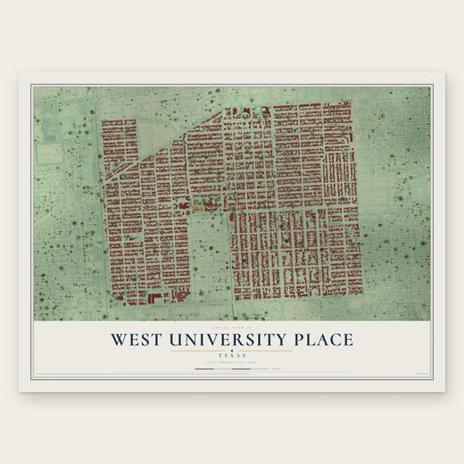 West University Place, Texas map print, the full design