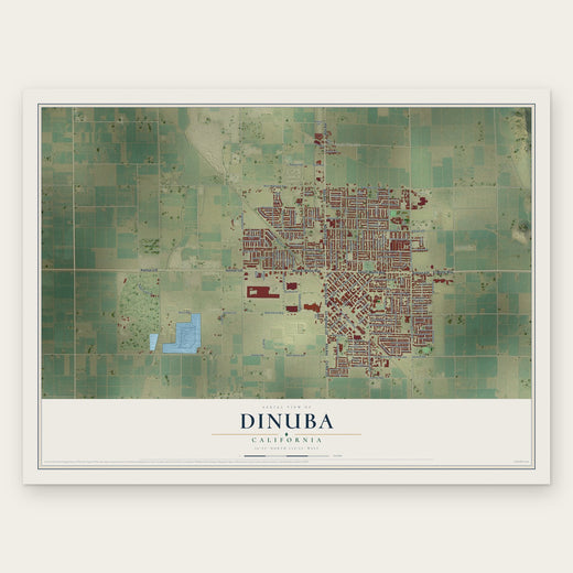 Dinuba, California map print, the full design