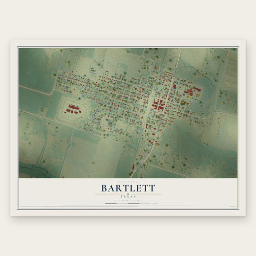 Bartlett, Texas map print, the full design