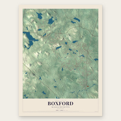 Boxford, Massachusetts map print, the full design