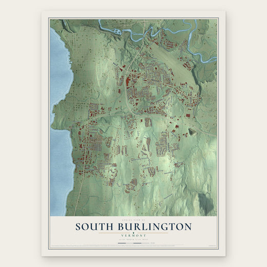 South Burlington, Vermont map print, the full design