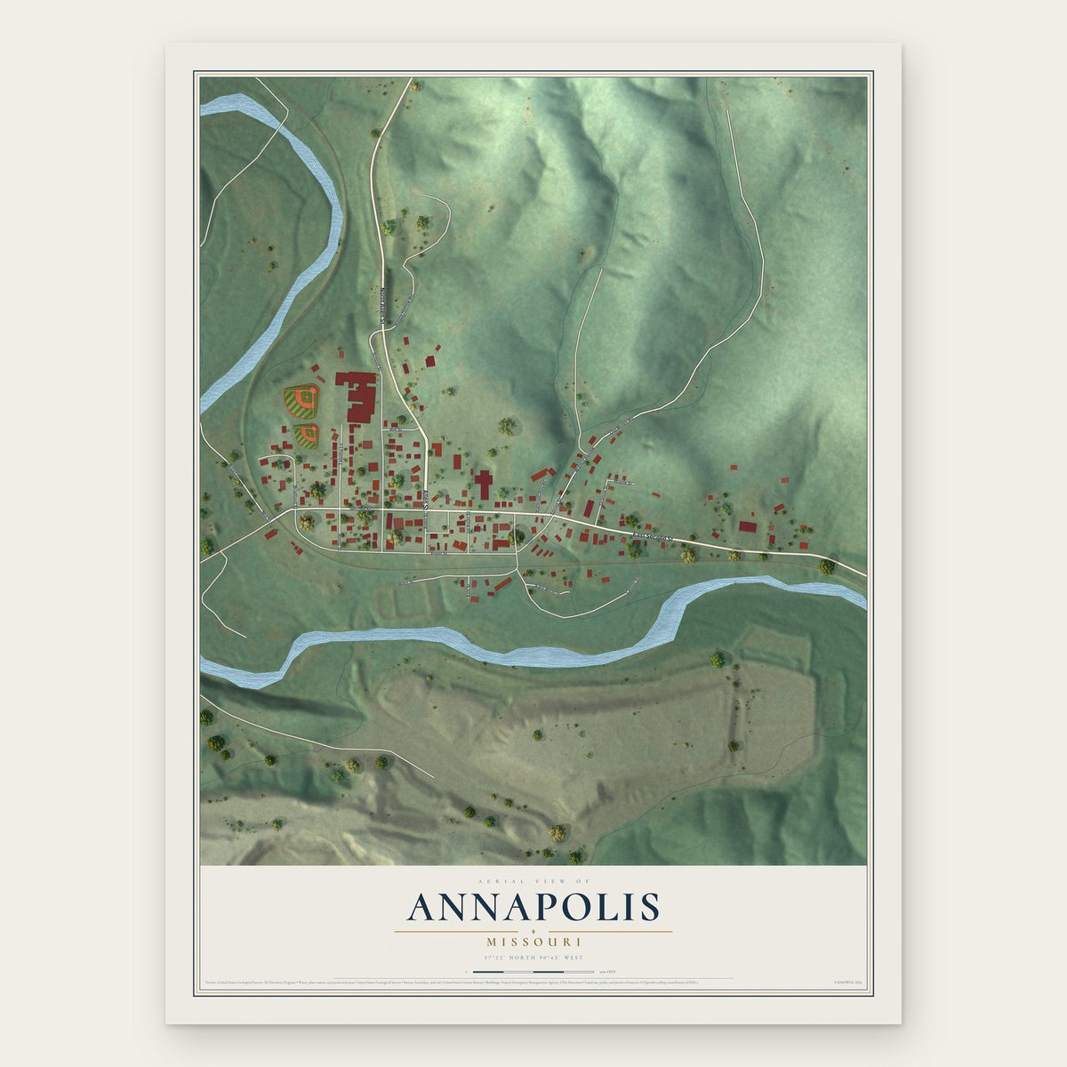 Annapolis, Missouri map print, the full design