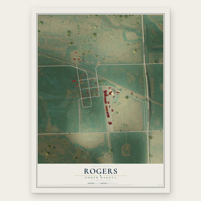 Rogers, North Dakota map print, the full design