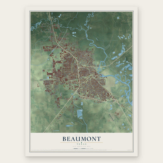 Beaumont, Texas map print, the full design