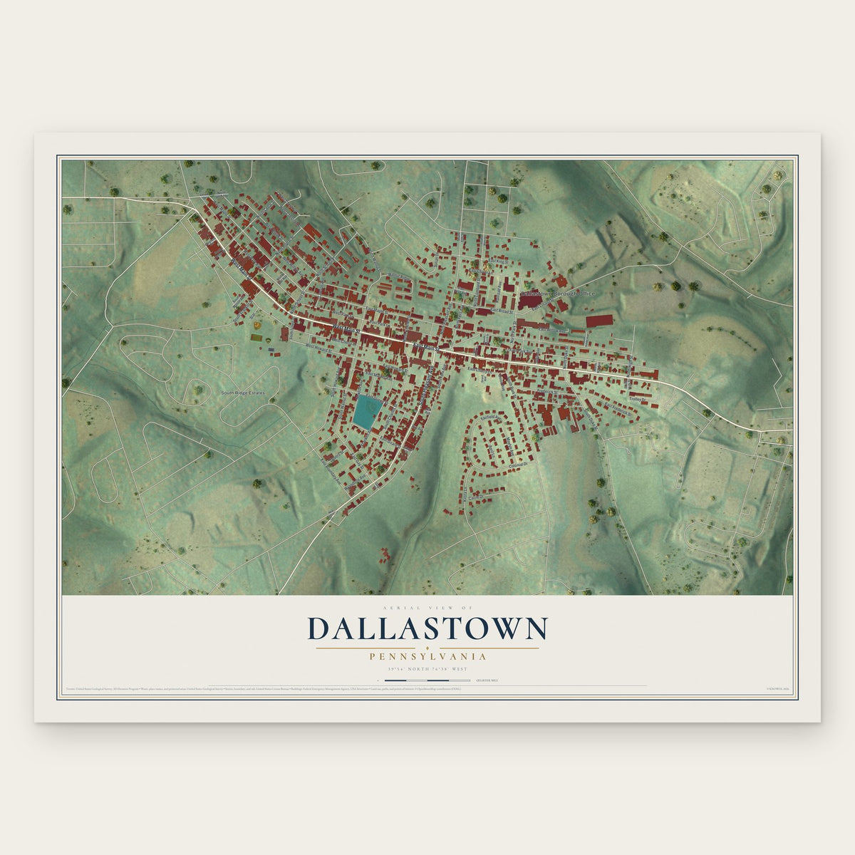 Dallastown, Pennsylvania map print, the full design