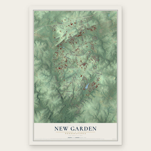 New Garden, Pennsylvania map print, the full design