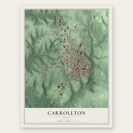 Carrollton, Ohio map print, the full design