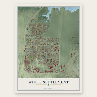 White Settlement, Texas map print, the full design