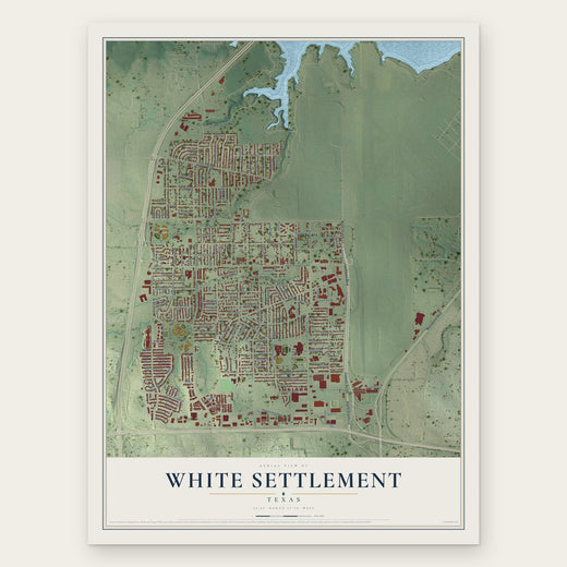 White Settlement, Texas map print, the full design