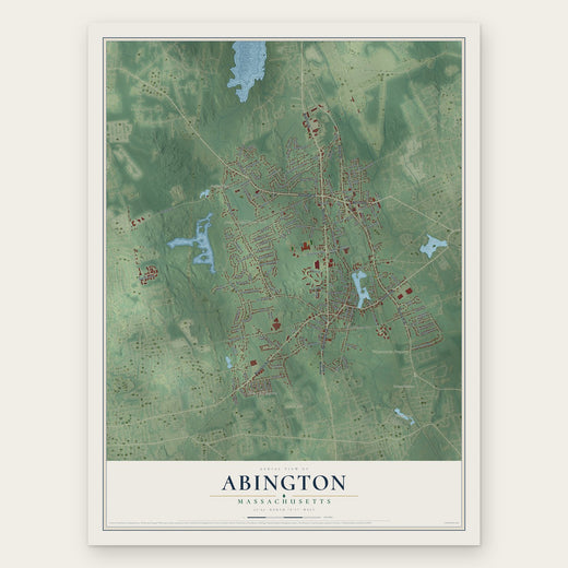 Abington, Massachusetts map print, the full design
