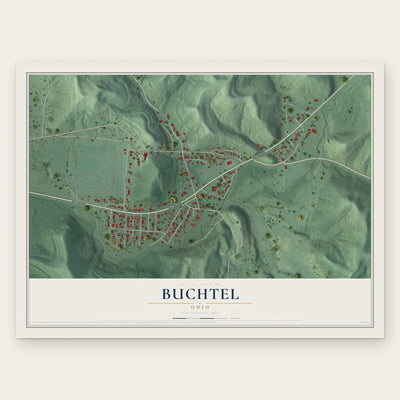 Buchtel, Ohio map print, the full design