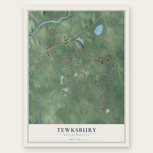 Tewksbury, Massachusetts map print, the full design