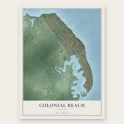 Colonial Beach, Virginia map print, the full design