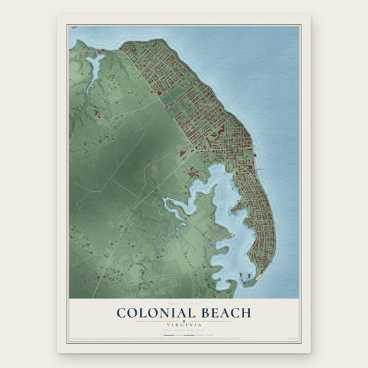 Colonial Beach, Virginia map print, the full design