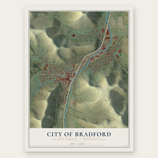 City of Bradford, McKean County, Pennsylvania map print, the full design