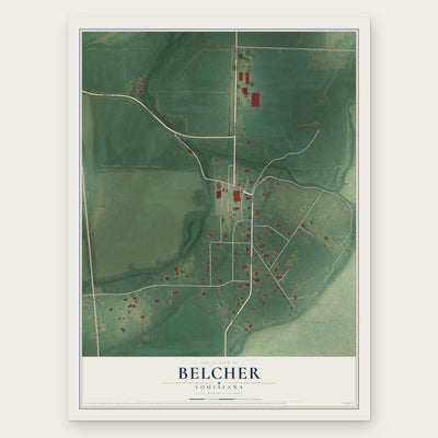 Belcher, Louisiana map print, the full design