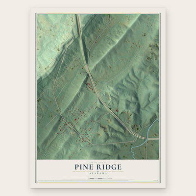 Pine Ridge, Alabama map print, the full design