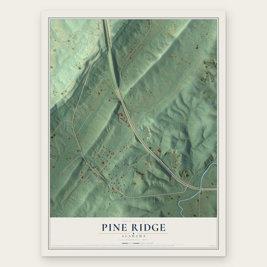Pine Ridge, Alabama map print, the full design