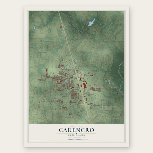 Carencro, Louisiana map print, the full design