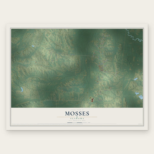 Mosses, Alabama map print, the full design