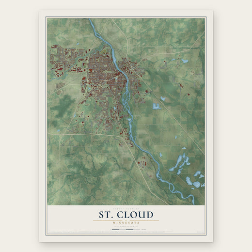 St. Cloud, Minnesota map print, the full design